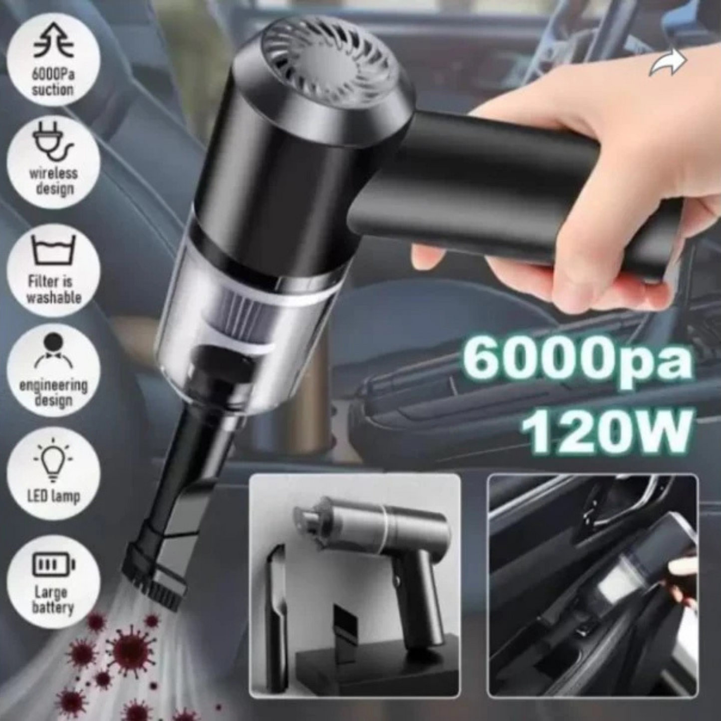 Powerful 3-in-1 Cordless Handheld Vacuum Cleaner